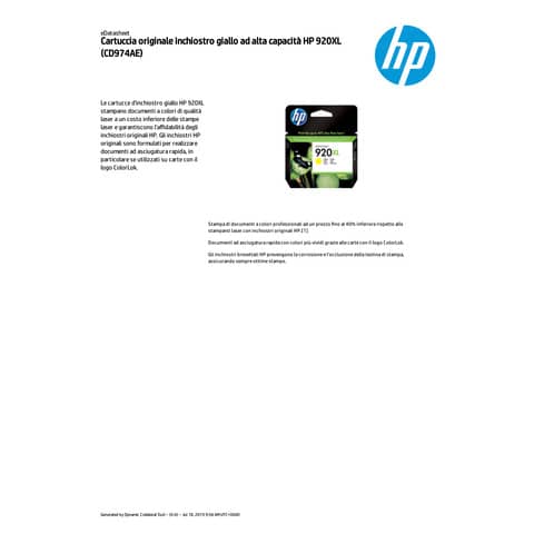 Cartuccia inkjet 920XL HP giallo CD974AE